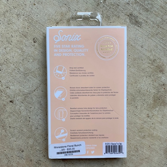 NWT Sonix iPhone Case Floral Pink & White Rhinestone - XR - Picture 4 of 4